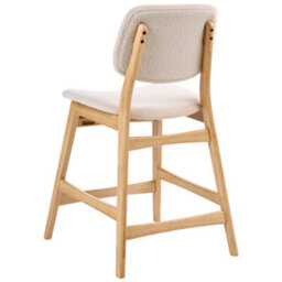 Wyld and Coco Lumira Home Set Of 2 Armless Bar Chairs, Light Brown Rubberwood, Beige Boucle Seats - thumbnail 7