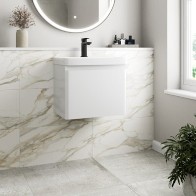 Affine Bathroom Cloakroom Vanity Unit Wash Basin Cabinet Drawers Storage White 500mm - image 1