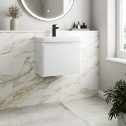 Affine Bathroom Cloakroom Vanity Unit Wash Basin Cabinet Drawers Storage White 500mm - thumbnail 1