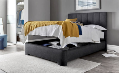 Europa Medburn Ottoman Storage Upholstered Bed Frame Slate Grey Linen Fabric - image 1