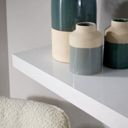 Home Source Cloud Pair Of 80Cm Gloss Floating Wall Shelves White - thumbnail 5