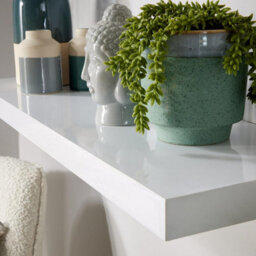 Home Source Cloud Pair Of 80Cm Gloss Floating Wall Shelves White - thumbnail 4