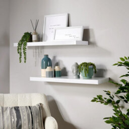 Home Source Cloud Pair Of 80Cm Gloss Floating Wall Shelves White - thumbnail 2