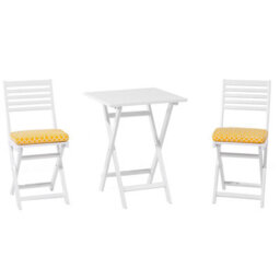 Beliani Bistro Set With Cushions Folding Fiji Acacia Wood White - thumbnail 1