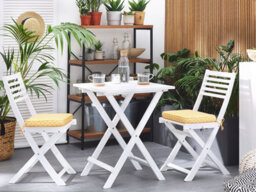 Beliani Bistro Set With Cushions Folding Fiji Acacia Wood White - thumbnail 2