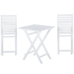Beliani Bistro Set With Cushions Folding Fiji Acacia Wood White - thumbnail 9