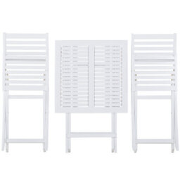 Beliani Bistro Set With Cushions Folding Fiji Acacia Wood White - thumbnail 7
