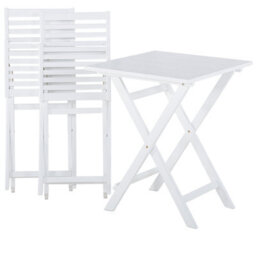 Beliani Bistro Set With Cushions Folding Fiji Acacia Wood White - thumbnail 8