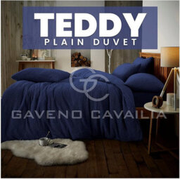 Gc Gaveno Cavailia Teddy Bear Fleece Double Navy Duvet Set With Matching Pillowcase Fluffy Warm & Cosy Super Soft Bedding Set - thumbnail 2
