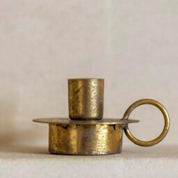 Wholesome Home Antique Gold Chamber Stick Candle Holders, Set Of 2, 10Cm, Vintage-Style Victorian Taper/dinner Candle - thumbnail 3
