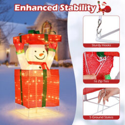 Costway Lighted Snowman In Gift Box Christmas Decoration W/ 100 Warm Led Lights - thumbnail 8
