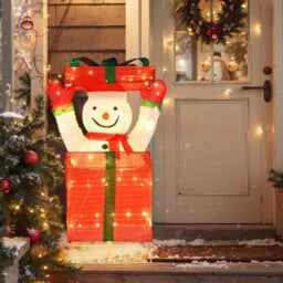 Costway Lighted Snowman In Gift Box Christmas Decoration W/ 100 Warm Led Lights - thumbnail 4