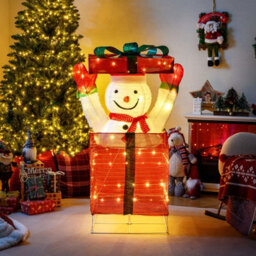 Costway Lighted Snowman In Gift Box Christmas Decoration W/ 100 Warm Led Lights - thumbnail 6