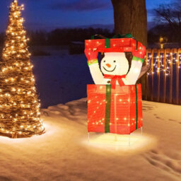 Costway Lighted Snowman In Gift Box Christmas Decoration W/ 100 Warm Led Lights - thumbnail 5