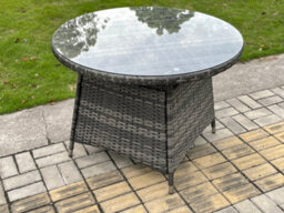 Fimous Rattan Garden Furniture Dining Set Table And Chair Sets Pe Wicker Patio Outdoor 4 Chairs Plus Round Table - thumbnail 4