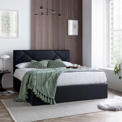 Chicago Black Leather Ottoman Storage Bed - 5Ft King Size - image 1