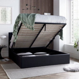 Chicago Black Leather Ottoman Storage Bed - 5Ft King Size - thumbnail 3