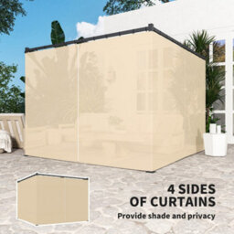 Outsunny 3 X 3(M) Pergola With Retractable Roof And Curtains, Khaki - thumbnail 5