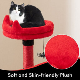 Costway Gothic Cat Tree For Indoor Cats Large Cat Tower W/ Plush Perch-Red - thumbnail 4