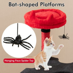 Costway Gothic Cat Tree For Indoor Cats Large Cat Tower W/ Plush Perch-Red - thumbnail 3