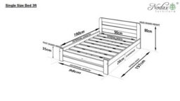 Nodax Double Bed Frame, F1, Solid Pine Wood, Easy Assembly, Sturdy Slats & Extra Support Legs, 4Ft 6In, Walnut Finish - thumbnail 5
