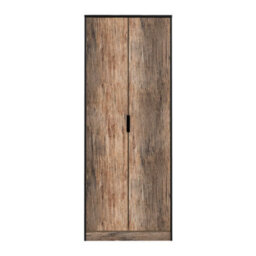 Fuji 2 Door Wardrobe In Vintage Oak & Black (Ready Assembled)