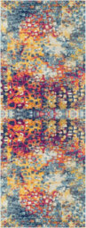 Livabliss Floransa-Abstract Pink Yellow Blue Grey Modern Marble Living Dining Bedroom Rug 80 X 220 Cm Easy Care, Non Shedding