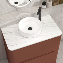 Royal Bathrooms Venice 800mm Terracotta Clay Freestanding Bathroom Countertop Vanity Unit 2 Drawer With Art Basin - thumbnail 6