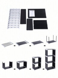 Songmics  Storage Shelf, 5-Tier Bookcase, Garment Organiser, Each Shelf Holds 5 Kg, 50 X 30 X 180 Cm, Black - thumbnail 8