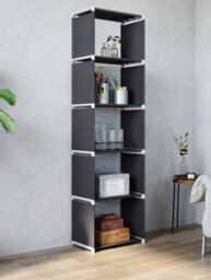 Songmics  Storage Shelf, 5-Tier Bookcase, Garment Organiser, Each Shelf Holds 5 Kg, 50 X 30 X 180 Cm, Black - thumbnail 9