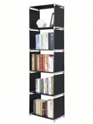 Songmics  Storage Shelf, 5-Tier Bookcase, Garment Organiser, Each Shelf Holds 5 Kg, 50 X 30 X 180 Cm, Black - thumbnail 7