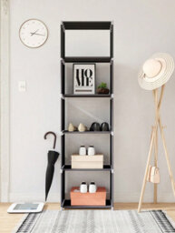 Songmics  Storage Shelf, 5-Tier Bookcase, Garment Organiser, Each Shelf Holds 5 Kg, 50 X 30 X 180 Cm, Black