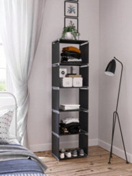 Songmics  Storage Shelf, 5-Tier Bookcase, Garment Organiser, Each Shelf Holds 5 Kg, 50 X 30 X 180 Cm, Black - thumbnail 6