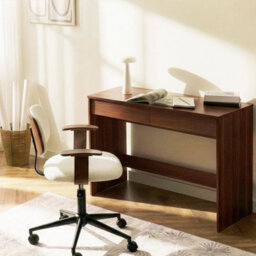Wyld And Coco Modern Office Desk 110 X 50 Cm Dark Brown With Two Drawers - thumbnail 2