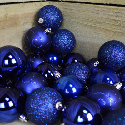 Samuel Alexander Set Of 24 60mm Shatterproof Christmas Tree Baubles In Midnight Blue - image 1