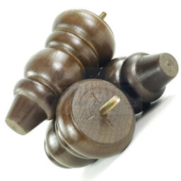 L&F 4X Solid Turned Wood Furniture Legs Chair Settee Feet 155mm 8mm Thread Antique Brown - thumbnail 6