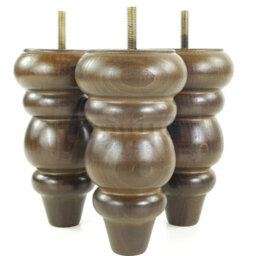 L&F 4X Solid Turned Wood Furniture Legs Chair Settee Feet 155mm 8mm Thread Antique Brown - thumbnail 5
