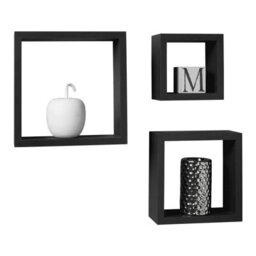 Premier Housewares Interiors By Premier Stylish Set Of Three Black Wall Cubes, Functional Box Shelves For Wall, Durable Wall Storage For Livingroom - thumbnail 2