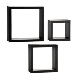Premier Housewares Interiors By Premier Stylish Set Of Three Black Wall Cubes, Functional Box Shelves For Wall, Durable Wall Storage For Livingroom - thumbnail 1