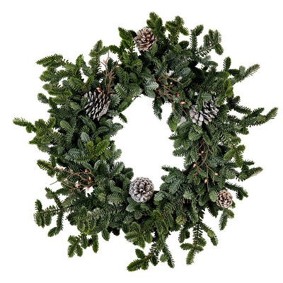Hill Interiors Woodland Pine Wreath With Pinecones - Plastic - L15 X W80 X H80 Cm - Green - image 1