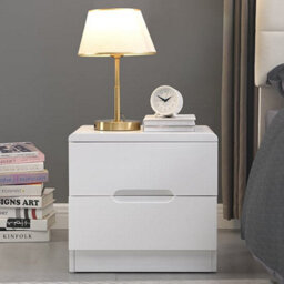 Furniture in Fashion Manhattan High Gloss Bedside Cabinet With 2 Drawers In White - thumbnail 2