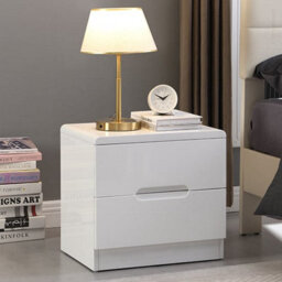 Furniture in Fashion Manhattan High Gloss Bedside Cabinet With 2 Drawers In White - thumbnail 1