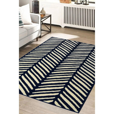 Melrose Colorama Herringbone Navy Large Indoor Area Rug 160/230Cm - image 1