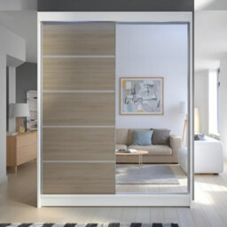 Camino 3 Sliding Wardrobe With Front Mirror And Rgb Led Lights White Sonoma - thumbnail 1