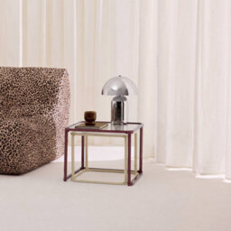 Sweeek - Set Of 2 Nesting Tables Metal And Ribbed Glass Burgundy And Ecru - Tano - thumbnail 4