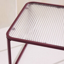 Sweeek - Set Of 2 Nesting Tables Metal And Ribbed Glass Burgundy And Ecru - Tano - thumbnail 7