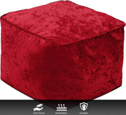 istyle mode Red Crushed Velvet Bean Bag Pouffe Foot Rest - thumbnail 4