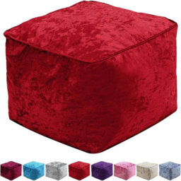 istyle mode Red Crushed Velvet Bean Bag Pouffe Foot Rest - thumbnail 1