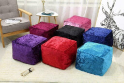 istyle mode Red Crushed Velvet Bean Bag Pouffe Foot Rest - thumbnail 7