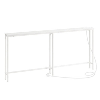 Console Sofa Hallway Table With Charging Station White 160X15X80Cm - image 1